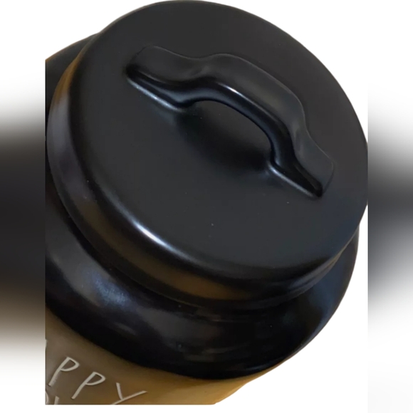 NWT  Rae Dunn Halloween Large Chubby Black Matte Happy Halloween Canister - Picture 4 of 5